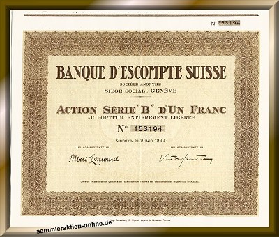 Banque d' Escompte Suisse S.A.
