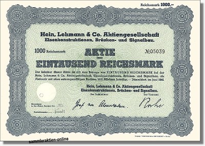 Hein, Lehmann & Co. Aktiengesellschaft, Eisenkonstruktionen, Brücken- und Signalbau