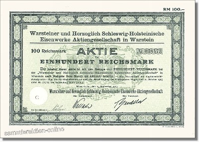 Warsteiner und Herzoglich Schleswig-Holsteinische Eisenwerke Aktiengesellschaft