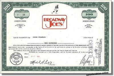 Broadway Joe's Inc. - Joe Namath