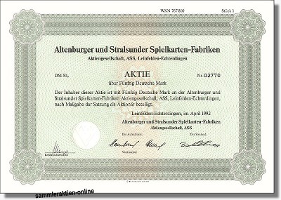 Altenburger und Stralsunder Spielkarten-Fabriken AG - ASS