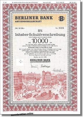 Berliner Bank Aktiengesellschaft Inhaber-SV 8%, Potsdamer ...